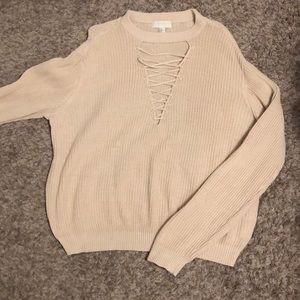 Plus Size Lace up Sweater